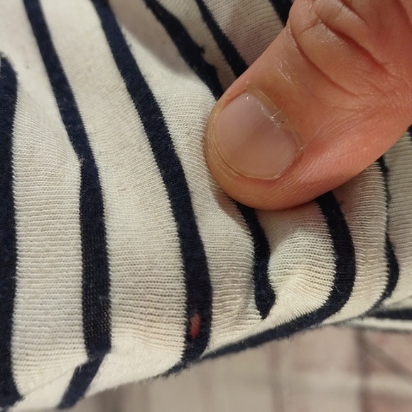 Fresh Produce Nautical Striped Flax Blend Scalloped Top S - Picture 6 of 16